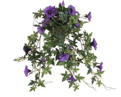 Mica Decorations Kunstplant Petunia - paars - 50 cm - kunst hangplanten
