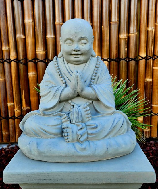 Statue de Bouddha moine 35cm - Statue de Bouddha grise