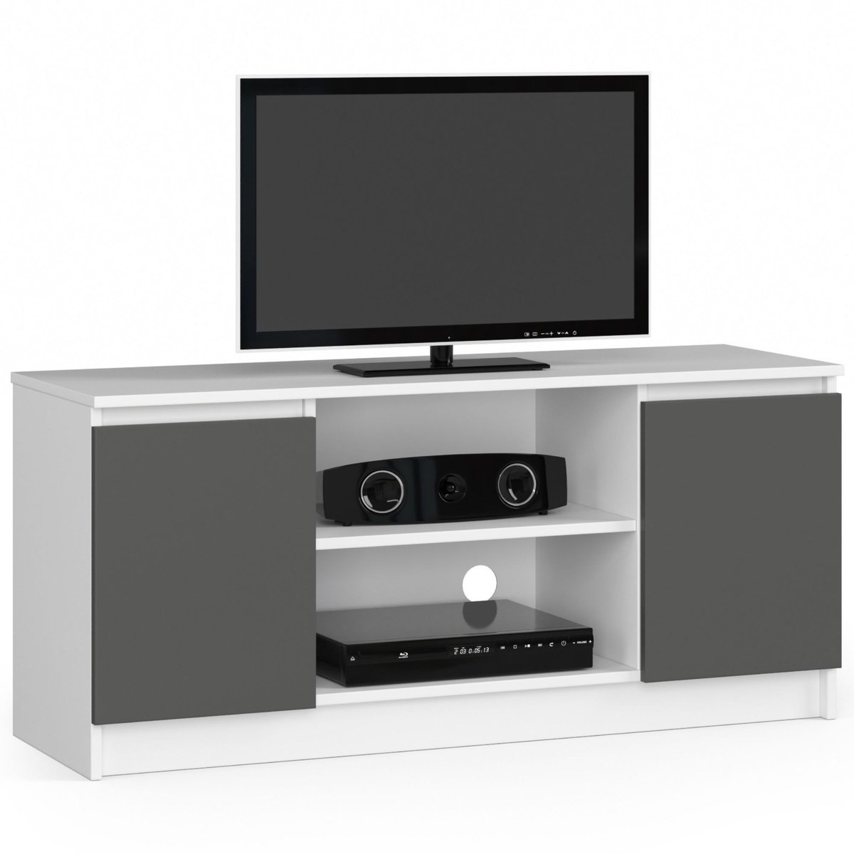 TV Meubel / AKORD Furniture Factory / Wit - Grafietgrijs / 2 Deuren / 40 cm x 120 cm
