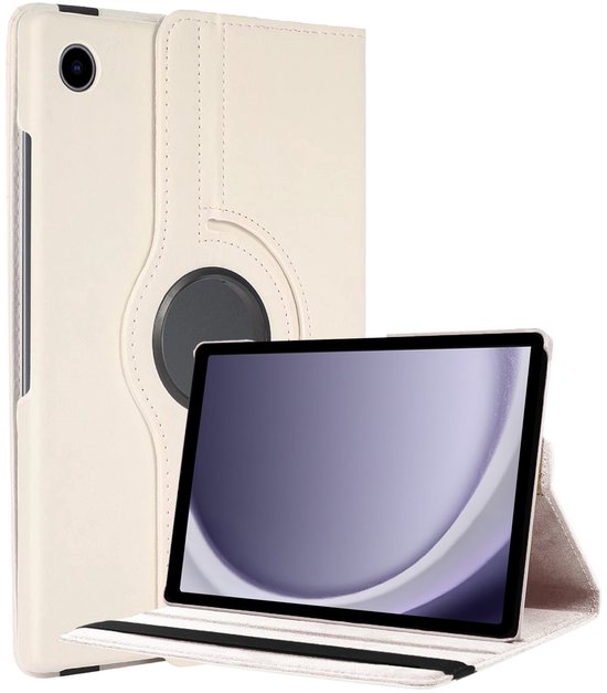 Samsung Galaxy Tab A11 / A9 hoes 360 graden draaibaar, bookcase, wit, stevige bescherming, soft binnenzijde