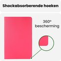 Donkerroze tablethoes met schokabsorberende hoeken voor 360 graden bescherming.