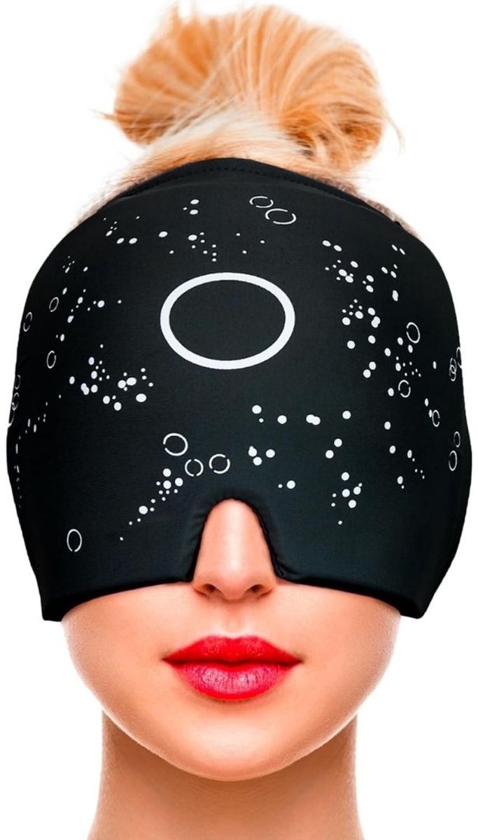 Zylo® Ijsmasker - Migraine Masker - Oogmasker - 24x18x3cm - Zwart