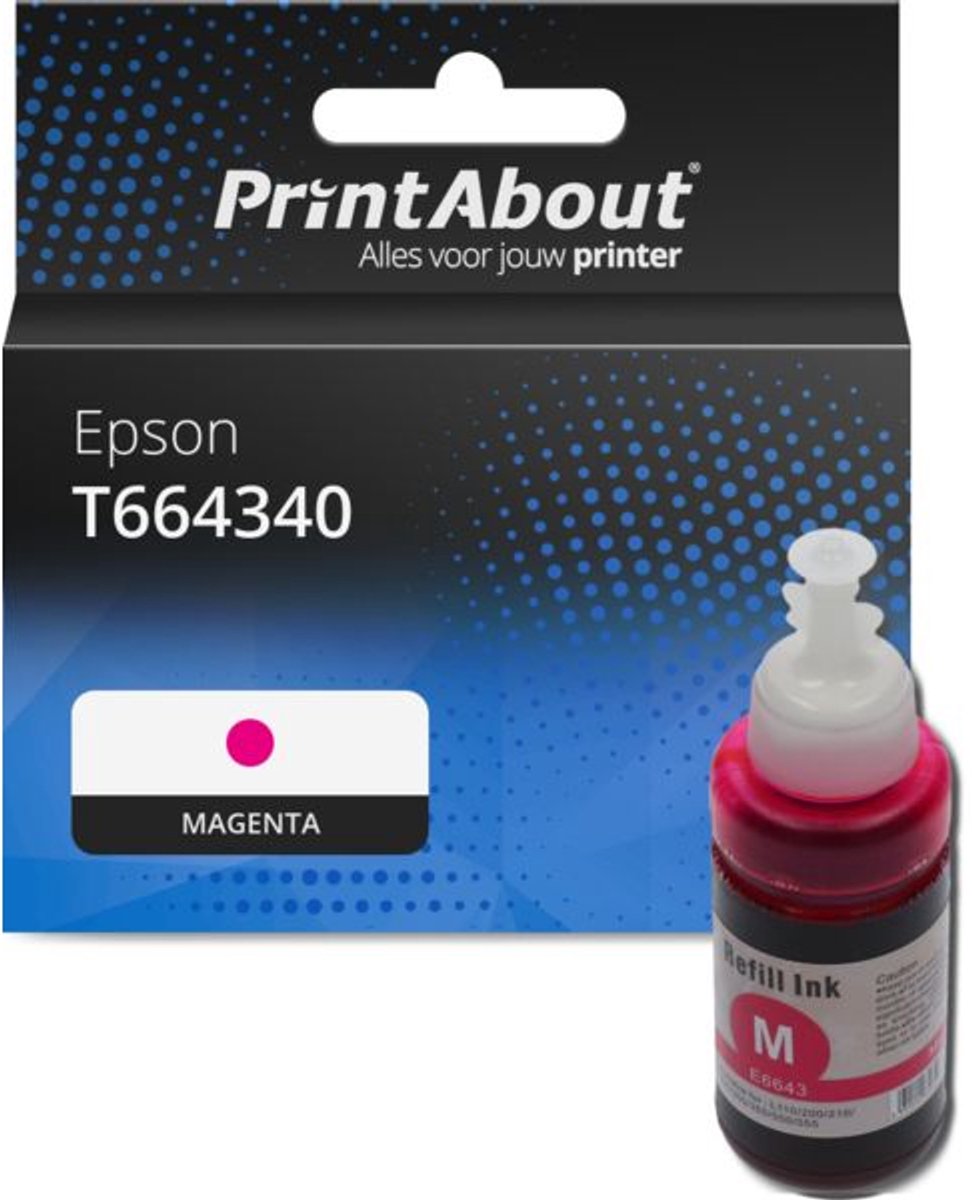PrintAbout huismerk Inktcartridge T664340 Magenta geschikt voor Epson