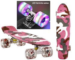 Sajan - Skateboard - LED - Penny board - Camouflage Roze - 22.5 inch - 56cm - Skateboard met Verlichting