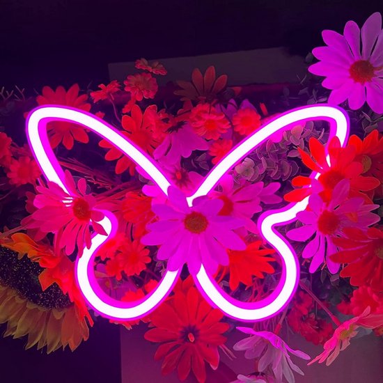 ZoeZo - Neon Wandlamp Vlinder - Roze - Butterfly - LED - Neon Verlichting - Sfeerverlichting - Led lamp - Neonlicht - Neon lamp