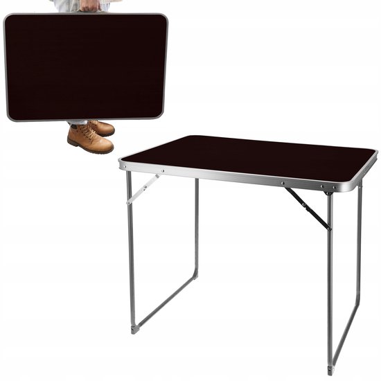 Opvouwbare Campingtafel Aluminium Houtlook Lichtgewicht - Kampeermeubelen