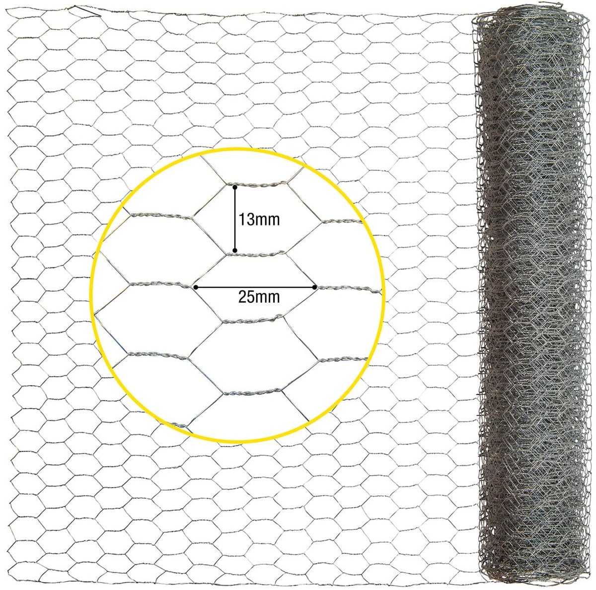 Horizont - Kippengaas - 5m lang - 40cm hoog - Maaswijdte 13x25 mm - Grijs - Duurzaam en Veelzijdig - Inclusief accessoires - Hobby Kippengaas Voor Creatieve Projecten