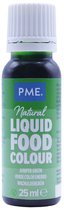 PME Natural Liquid Food Colour Juniper Green 25 ml voedselkleurstof in een glazen flesje met witte dop.