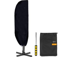 Parasolhoes voor zweefparasol Parasol beschermhoes met rits en stok - Weersbestendig - 205 cm - zwart