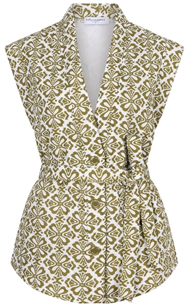 Lofty Manner Gilet Gilet Chiara Qc46 472 Green Element Print Dames Maat - M