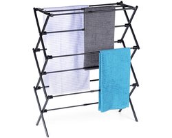 Droogrek Staand Metaal Zwart Verticaal Intrekbaar 47-78x94 cm - Droogtoren - Wasrek - Washanger