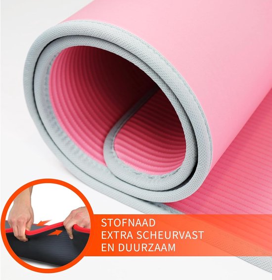 DH FitLife Trainingsmat, fitnessmat, sportmat, 183 x 61 x 1 cm, extra scheurvast, yogamat, antislip en dik, trainingsmat (roze) van DH FitLife — afbeelding 4