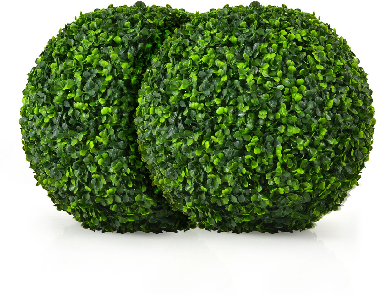 COSTWAY Buxusballen, 2 stuks, 40 cm, buxusbal, uv-bestendig, vormgesneden, kunstplant, decoratieve plant, boekbal, kunstplant, decoratieve bolplanten voor huis, tuin, bruiloft, donkergroen
