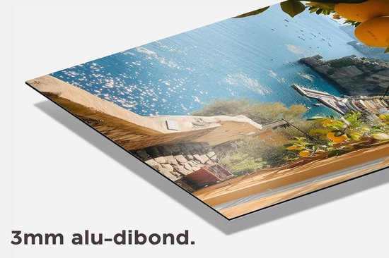 Affiche Amalfi - Citrons - Paysage - Art - Coloré - Vacances - Format 60 x 90 cm - 3521YR - Plaque aluminium DIBOND 3 mm - Plaque murale en métal