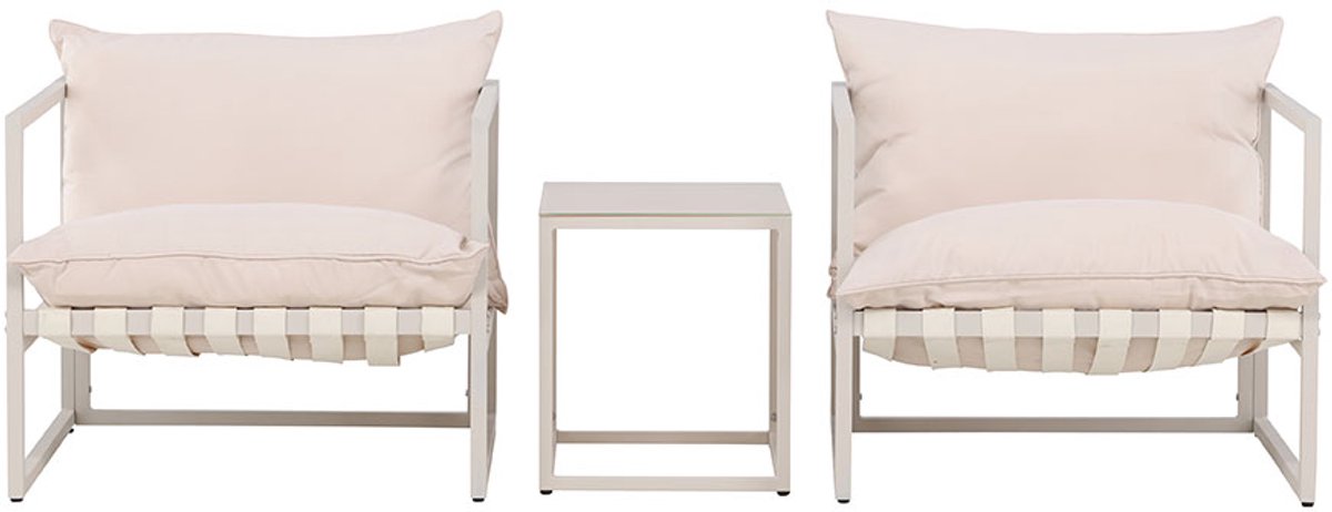 Messina tuinmeubelset 1 tafel, 2 stoelen beige.