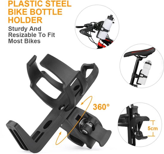 Fietsfleshouder, verpakking van 2 360 graden rotatie snelontgrendeling Fietsfleshouder, bekerhouder, drankhouder voor fietsen, mountainbikes, kinderwagens en rolstoelen van Suranew — afbeelding 3