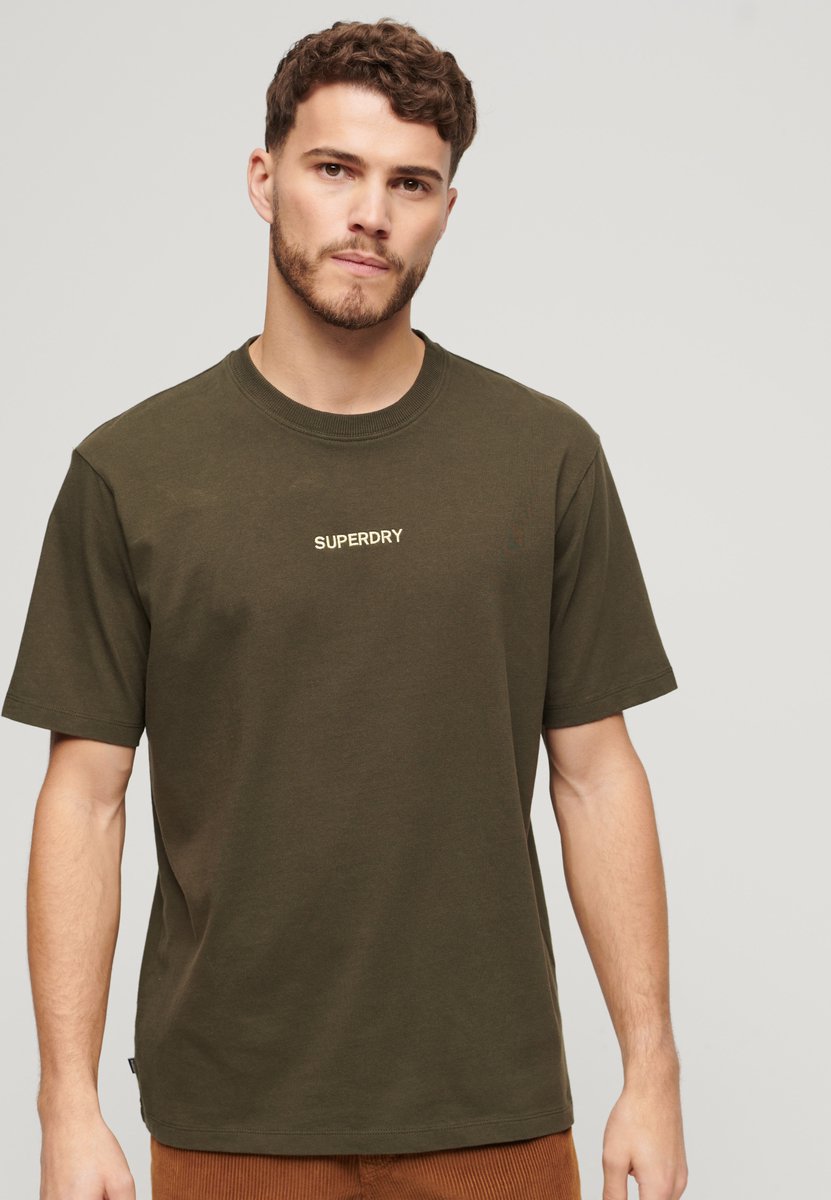 Superdry Micro Logo Graphic T-shirt met losse pasvorm Heren Tops Khaki