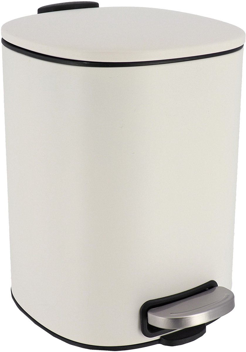 Tendance Badkamer prullenbak/pedaalemmer Elegance - soft close - wit - 5 liter - metaal