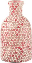 J-Line vaas Hart Mozaiek - glas - roze - large - Ø 10.5 cm