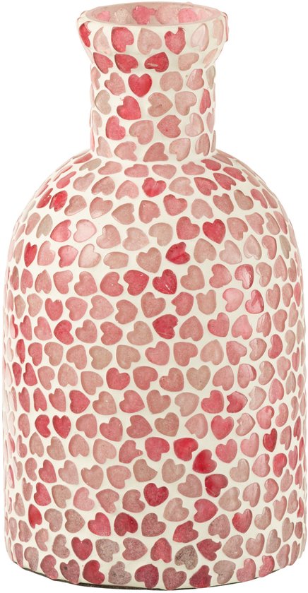 J-Line vase Coeur Mosaïque - verre - rose - large - Ø 10.5 cm