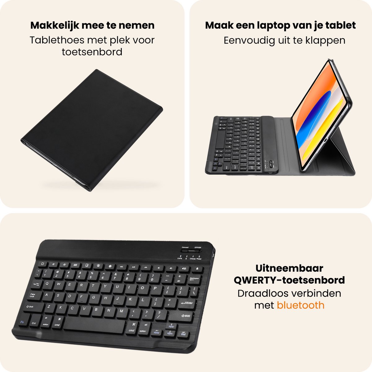 Hoesje - Geschikt voor Apple iPad A16/A18 (2025/2026) - 11 inch (11e & 12e generatie) - Keyboard Book Cover - Toetsenbord Case - Hoes - Zwart — cadeau in Telefoon & Tablet - foto 4