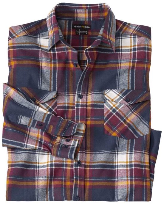 ATLAS FOR MEN - Flanellen overhemd met ruitjesmotief - Heren - Verkrijgbaar in grote maten - 4XL