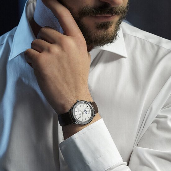 Montre Frédérique Constant Moneta Moonphase FC-206S3S6 - Cuir - Marron - Ø 37 mm