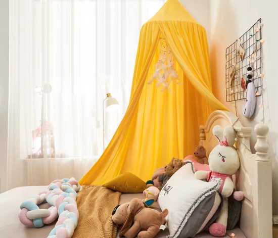 IL BAMBINI - Grote Baby Klamboe voor Babykamer - Babybedje - Geel - Polyester - kraamcadeau - hemeltje - kinderkamer — afbeelding 3