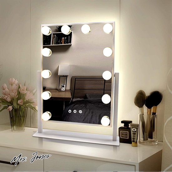 TUREWELL Hollywood Makeup Mirror with Lights,Large Illuminated Vanity Mirror with 3 Colors Light & 12 Dimmable LED Bulbs,Smart Touch Control Screen