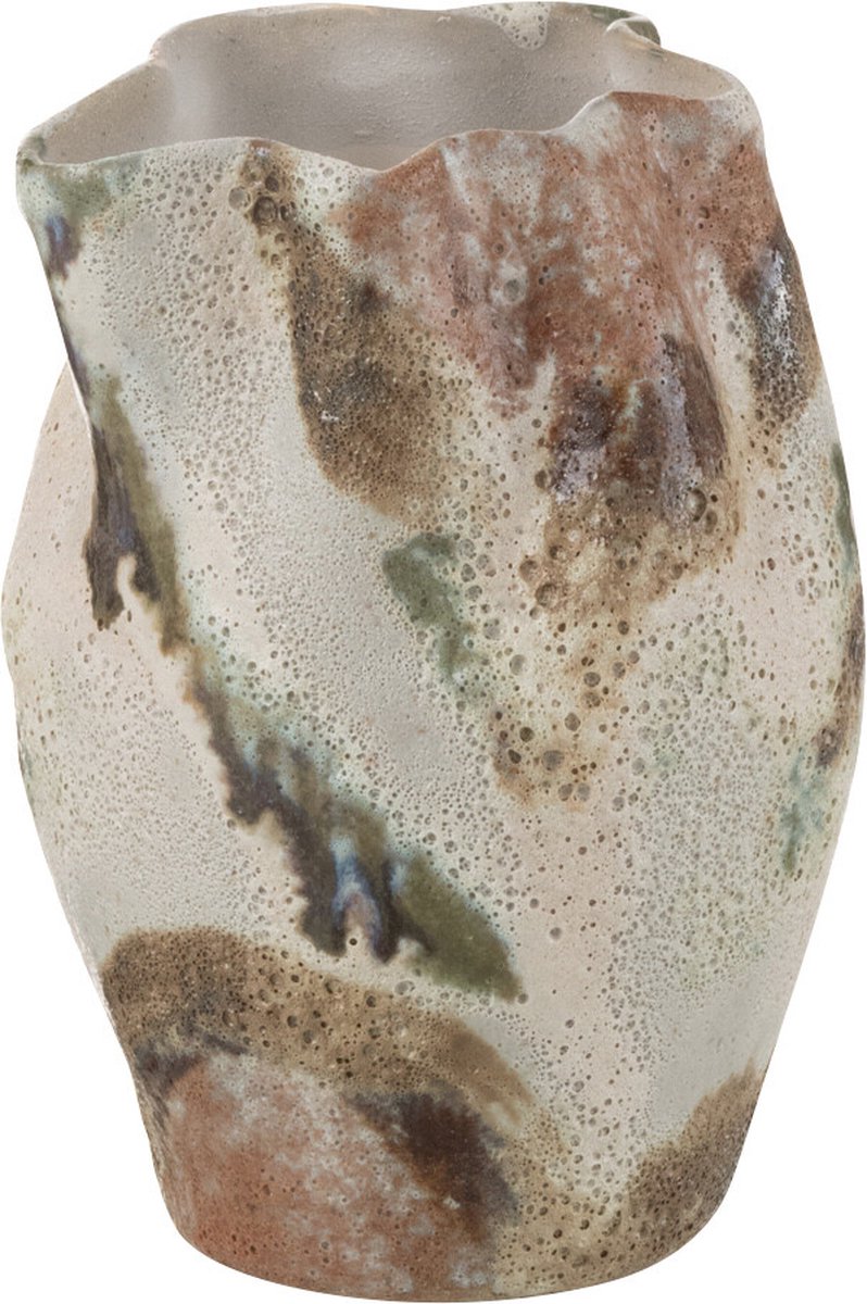 J-Line vaas Maan Rond - keramiek - mix - 19 cm hoog Beige