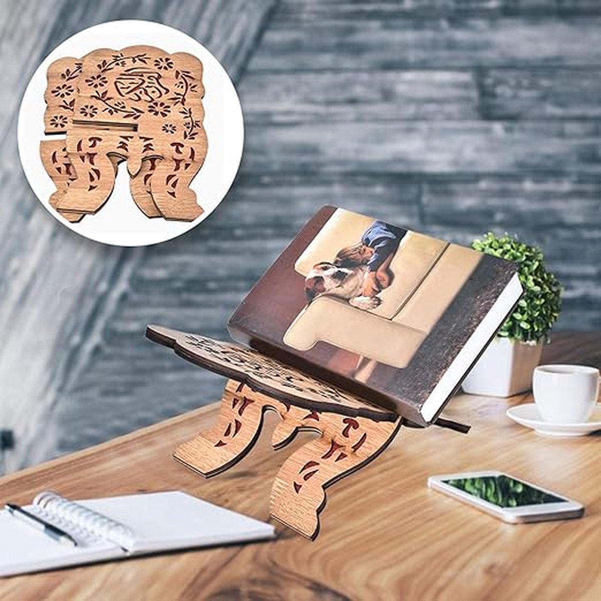 Support Coran En Bois - Étagère De Lecture Pliable - Décoration Islamique - Cadeau Pour L'Aïd