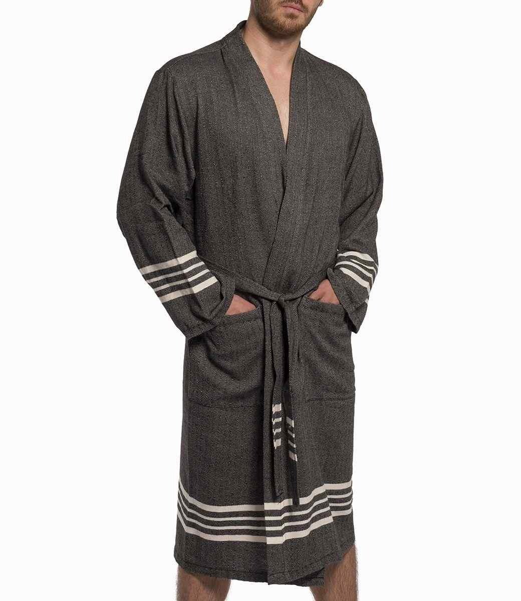 Lalay- Hamam badjas Krem Sultan - black - XXXL - dunne badjas dames en heren - sauna badjas
