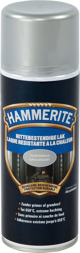 Hammerite Hittebestendig lak SPRAY - Zilver Grijs - 400 ml - 1 m² - Afwerkingslaag