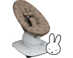 Ukje-Nijntje Wipstoelhoes geschikt voor 4Moms Mamaroo 5 Rockaroo Wipstoel - Hoes met Waterdichte Voering ter Bescherming van je Stoel - Perfecte Pasvorm - Met Gordelbeschermers - Makkelijk Wasbaar - Zacht Katoen - Taupe Nijntje