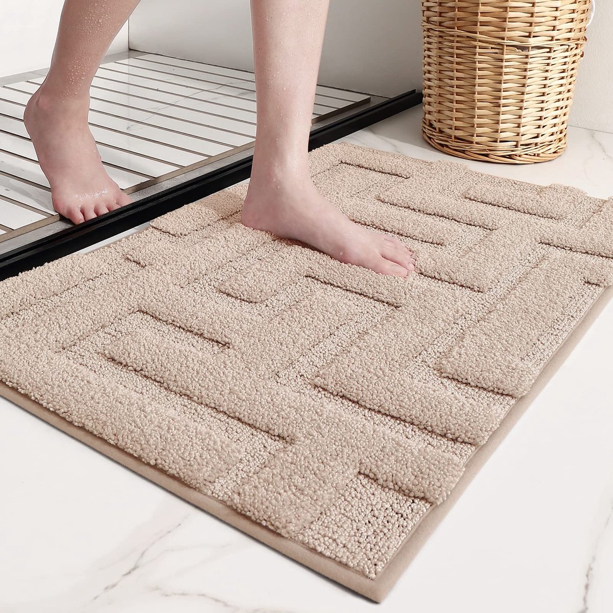 La'Moussawi ® Zachte en Absorberende Badkamermat met Antislip Onderkant, Wasbaar voor Veilige Badkamer 40x60