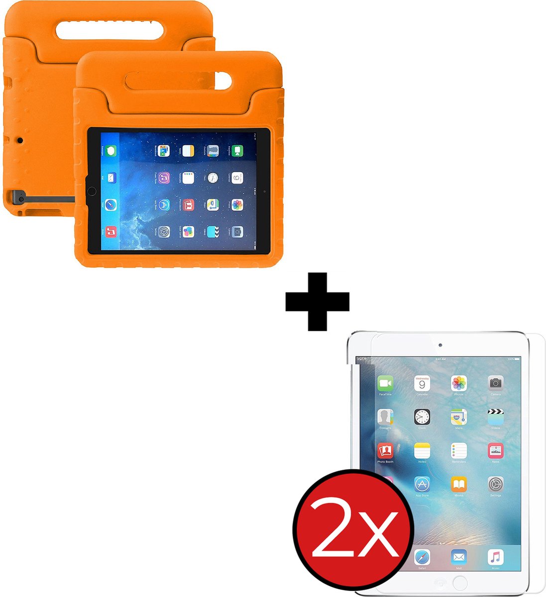 Hoesje - Geschikt voor Apple iPad Mini 3 (2014) - 7.9 inch - 3e Generatie - Met 2x Screenprotector - Kinderhoes - Shockproof Bumper - Kidsproof Case - Tablethoes - Kinder Hoes Cover - Zwart