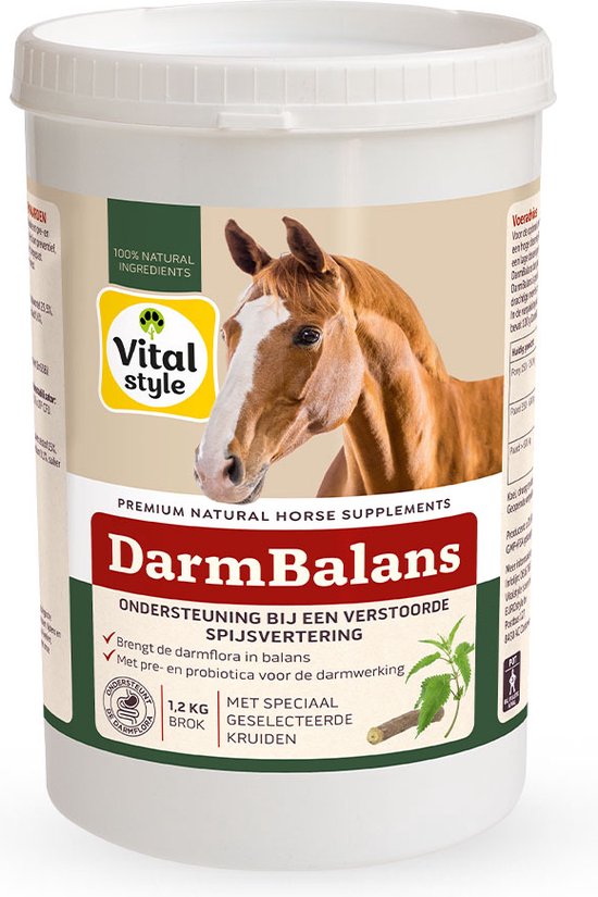 VITALstyle Darmbalans - Paarden Supplement - Voor Een Gezonde Darmfunctie - Met o.a. Zoethoutwortel & Mariadistel - 1,2 kg VITALstyle Darmbalans - Paarden Supplement - Voor Een Gezonde Darmfunctie - Met o.a. Zoethoutwortel & Mariadistel - 1,2 kg
