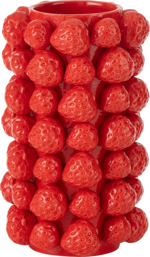 J-Line vase Fraises Cover - keramiek - rood - 26.5 cm de hauteur