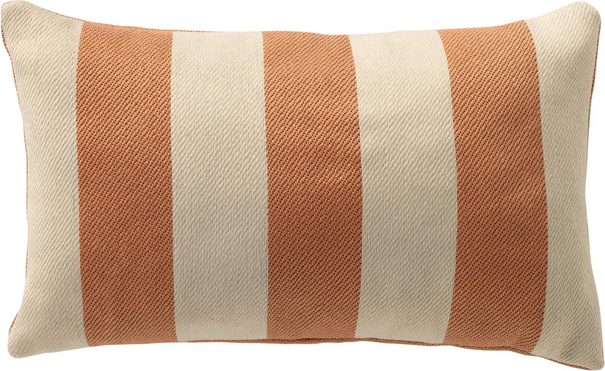 Dutch Decor CYRUS - buitenkussen 30x50 cm - waterafstotend en uv-bestendig - gestreept - Peach Bloom - rood
