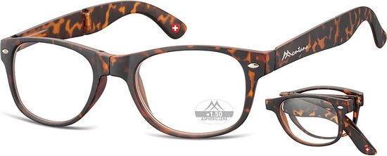 Montana Opvouwbare Leesbril Turtle Bruin Vierkant MFR61A Sterkte +2.50