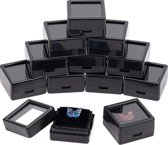 Sieraden display doos, zwart fluweel - 20 x 15 x 5 cm - De Zilverwinkel