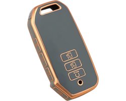 Zachte TPU Sleutelcover - Sleutelhoesje Geschikt voor Kia Sportage NQ5 / Niro / Sorento MQ4 / EV6 / Seltos - Stevige Flexibele Sleutel Cover - Blauw met Goud - Auto Accessoires