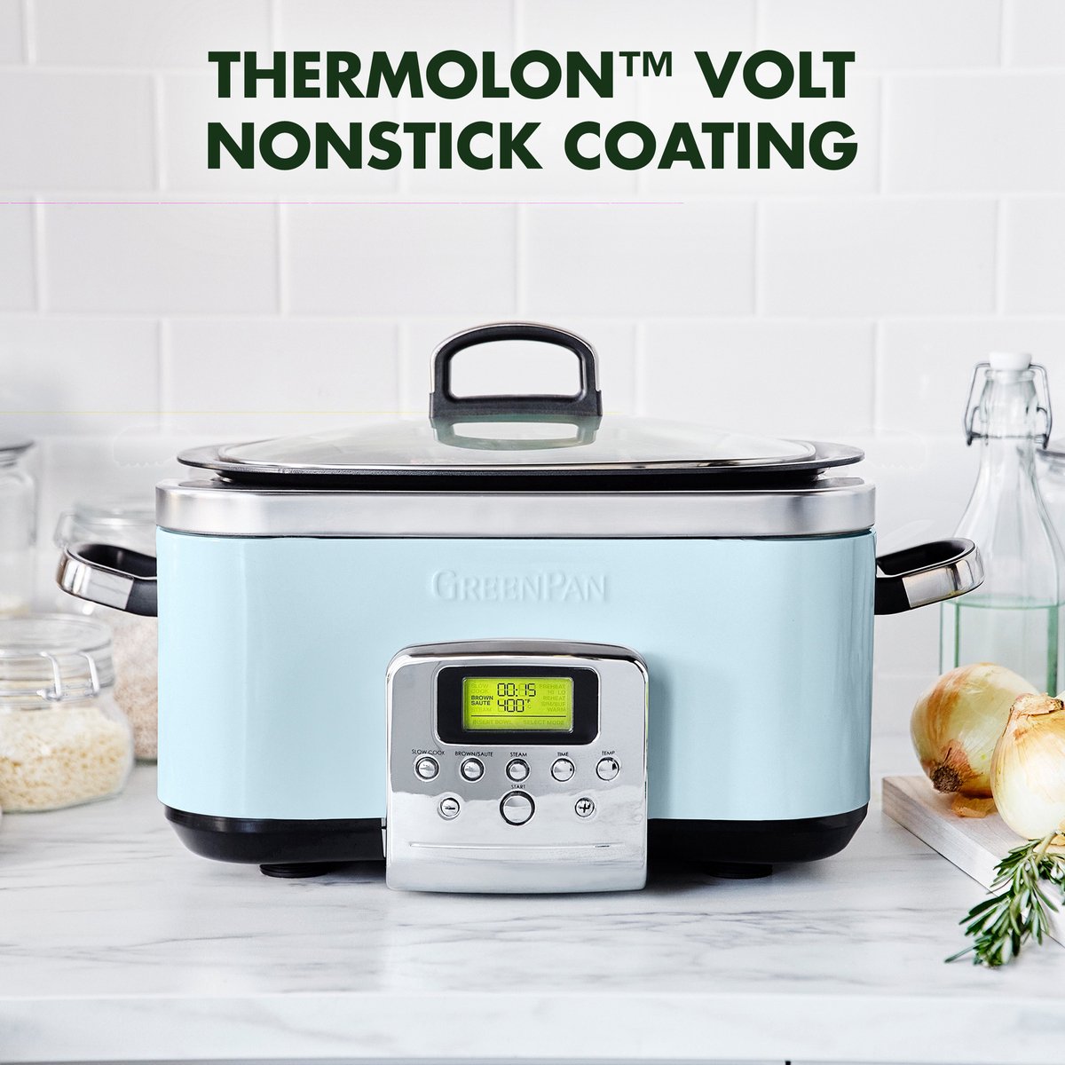 Afbeelding 2 van GreenPan Elite Slowcooker Blue Haze 6L - PFAS-vrij