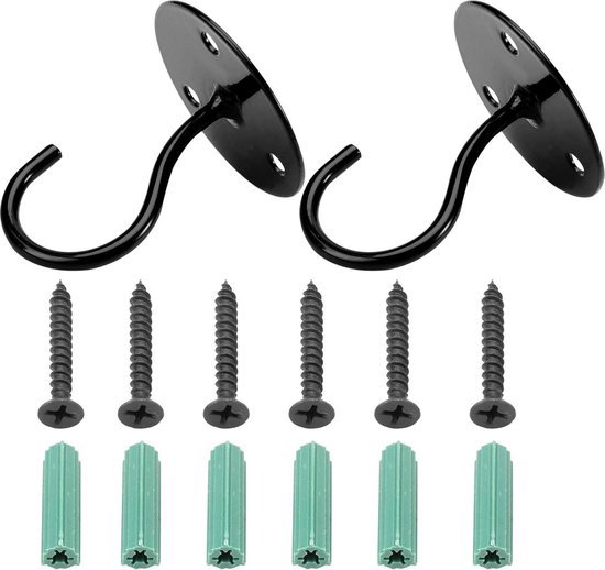 Julyee Plafondhaak wandhouder schroefhaken voor plantenmanden, ophangen van planten, lantaarns, kleerhangers vogelvoederdispenser, met schroeven