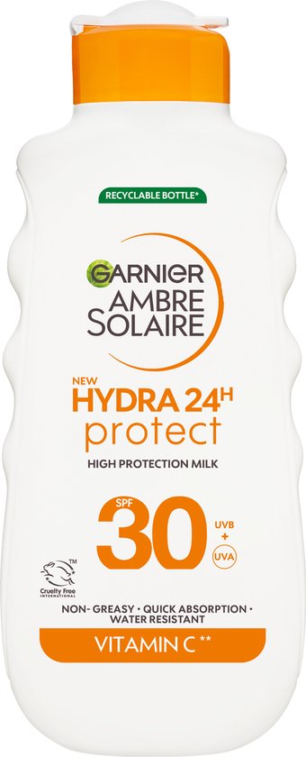 Garnier Ambre Solaire Hydra 24H Protect Lotion Zonnebrandcrème SPF30 175ml - Niet vet - Waterresistent - Vitamine Cg - Beschermt en hydrateert