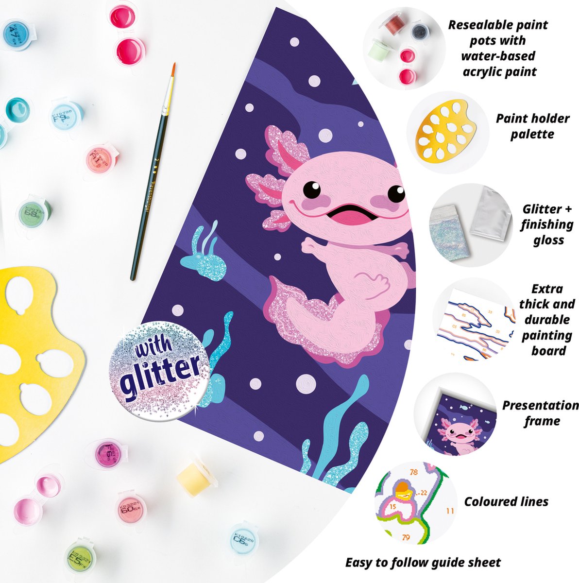 Ravensburger - CreArt - Axolotl - Schilderen op Nummer voor Kinderen — afbeelding 3