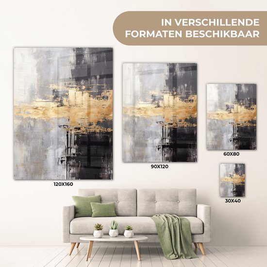 MuchoWow® Glasschilderij 30x40 cm - Schilderij acrylglas - Goud - Luxe - Acryl - Kunst - Foto op glas - Muurdecoratie woonkamer - Wanddecoratie slaapkamer - Schilderijen