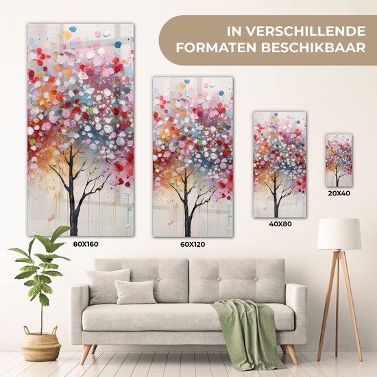 MuchoWow® Tableau sur verre 60x120 cm - Tableau sur verre acrylique - Art - Arbres - Nature - Acryl - Photo sur verre - Décoration murale salon - Décoration murale chambre - Peintures