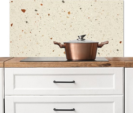 Crédence de Cuisinière en Aluminium 100x50 cm - Terrazzo - Décoration - Carreaux - Motifs - Écran Pare-éclaboussures pour Plaque de Cuisson - Protection Murale