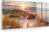 Glasschilderij - Acrylplaat - Strand - Zee - Duin - Foto op glas - Schilderij glas - Wanddecoratie - 120x60 cm - Acrylglas - Schilderijen woonkamer